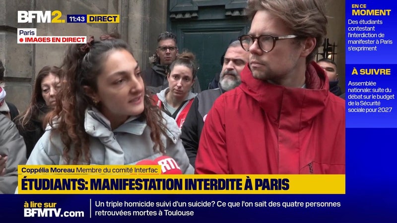 Manifestations étudiantes interdites: "Le gouvernement porte atteinte au droit même de manifester", dénonce le comité Interfac