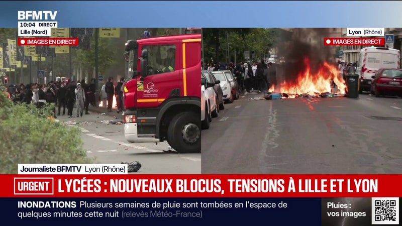 Lycées bloqués: des confrontations entre manifestants et forces de l'ordre à Lyon