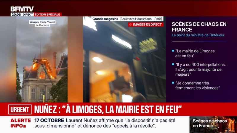 Mobilisations du 17 octobre: la mairie de Limoges a été incendiée
