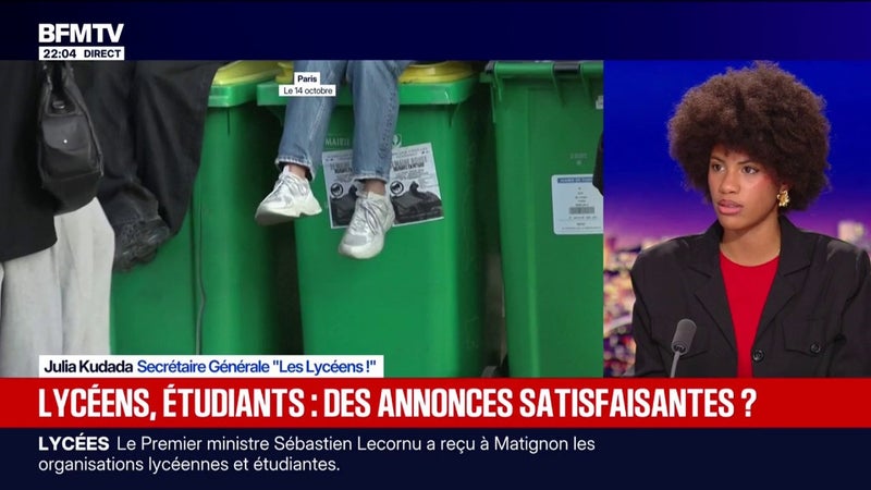 Crise lycéenne: "On n'est pas là pour faire des concessions", assure Julia Kudada, secrétaire générale "Les Lycéens", après les annonces du gouvernement