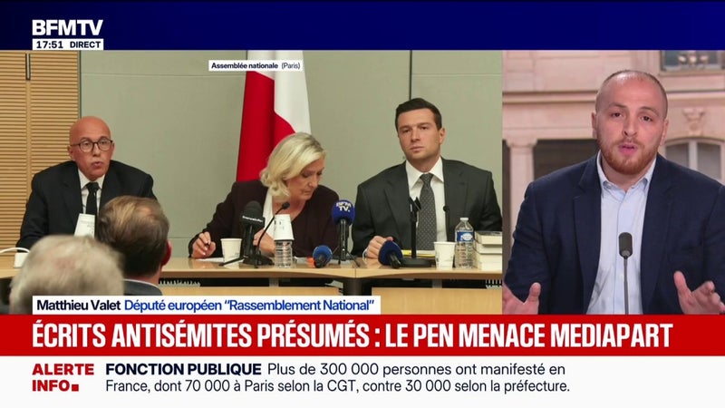 Plainte en diffamation de Jordan Bardella après des accusations d'écrits antisémites: "Il n'est ni raciste, ni antisémite", affirme Matthieu Valet, eurodéputé RN
