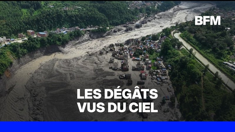 Népal: les dégâts de la crue sont gigantesques vus du ciel