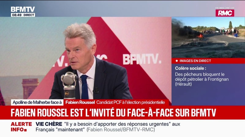 Fabien Roussel, candidat PCF à l'élection présidentielle, estime qu'il faut "mettre un stop sur l'économie de guerre, sur le surarmement de la France et l'Union européenne"