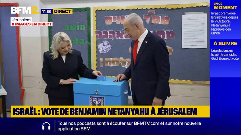Législatives en Israël : vote de Benjamin Netanyahu à Jérusalem