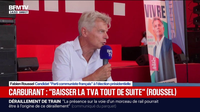 Prix des carburants: "Il faut baisser la TVA tout de suite", demande Fabien Roussel, candidat "Parti communiste français" à l'élection présidentielle