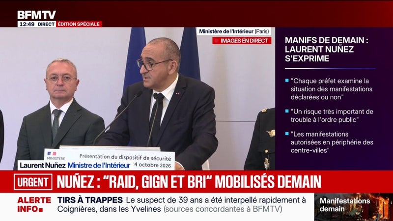 Mobilisation du 24 octobre: "On ne laissera rien passer", assure Laurent Nuñez, ministre de l’Intérieur