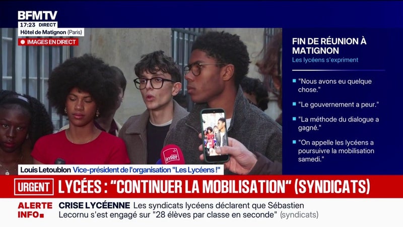 "Nous irons au bout": Louis Letoublon, vice-président de l'organisation "Les Lycéens", appelle à la mobilisation le 31 octobre et le 5 novembre