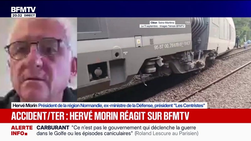 Déraillement d'un train en Normandie": "C'est un acte de malveillance criminel", estime Hervé Morin, président de la région Normandie