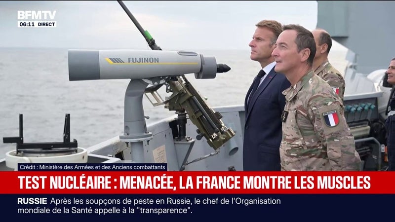 Emmanuel Macron assiste à un tir d'exercice d'un missile nucléaire sans charge depuis le sous-marin Le Vigilant