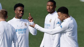 Vinicius et Mbappé à l'entraînement du Real Madrid le 24 février 2026