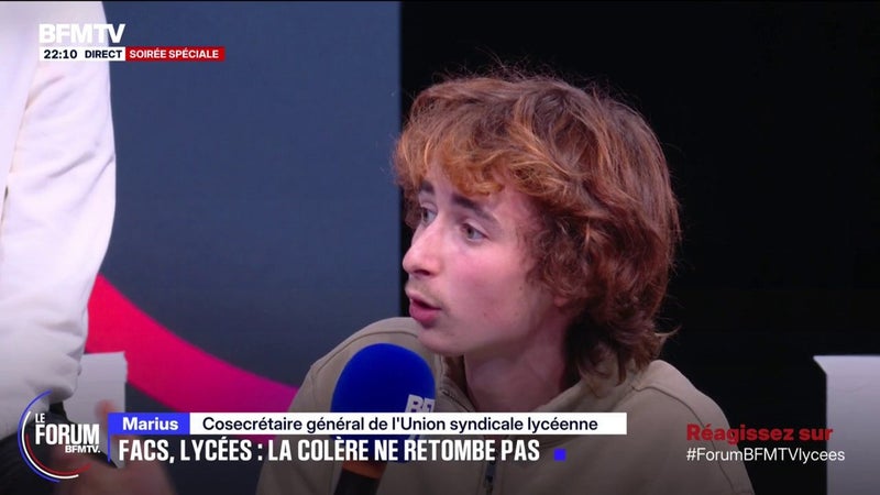 FORUM BFMTV - Mobilisation lycéenne: "On ne demande pas la lune, on veut juste étudier dans des conditions dignes", déclare Marius Mesnil, co-secrétaire général de l'Union Syndicale Lycéenne