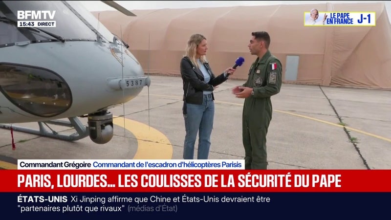 Dispositif de sécurité pour la venue du pape: "On vient agir en complémentarité des autres moyens", explique le commandant de l'escadron d'hélicoptères Parisis