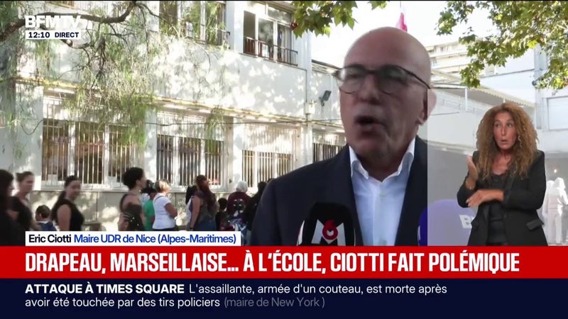 Levée de drapeau: "Le ministre de l'Éducation nationale, otage de l'extrême gauche, s'y refuse", juge Éric Ciotti, maire de Nice
