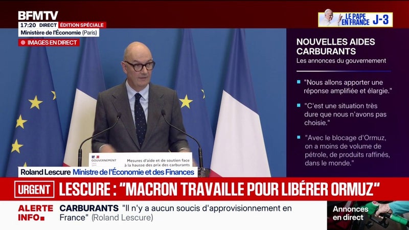 Carburants: "Nous restons convaincus que c'est en concentrant nos aides, que nous aurons un dispositif efficace", juge Roland Lescure, ministre de l'Économie et des Finances