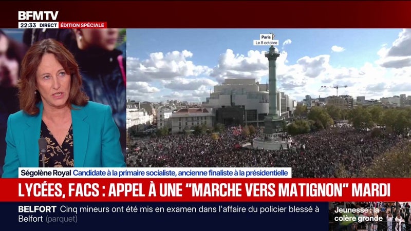 Maintien de l'ordre dans les manifestations lycéennes: "On est dans un début de barbarie", affirme Ségolène Royal, candidate à la primaire sociale-démocrate