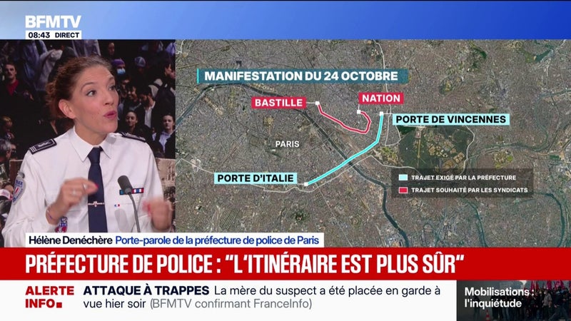 Manifestation à Paris: "Le dispositif vise à faire respecter les arrêtés d'interdiction de manifestation": Hélène Denéchère, porte-parole de la préfecture de police de Paris