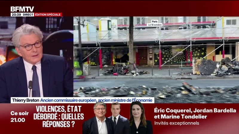 Violences du 17 octobre: "On a failli à intégrer notre jeunesse", estime Thierry Breton, ancien commissaire européen et ancien ministre de l'Économie