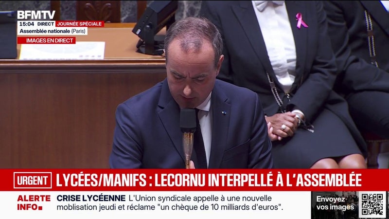 Mobilisation lycéenne: "215 élèves blessés", annonce Sébastien Lecornu, Premier ministre