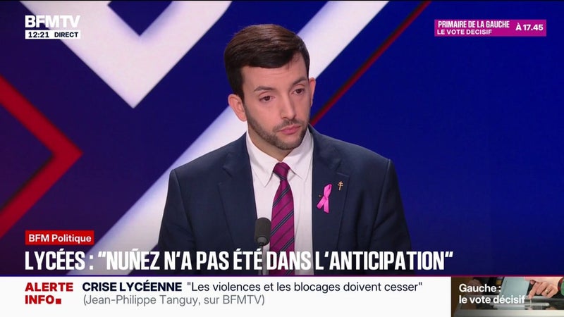 Mobilisation lycéenne: "Laurent Nuñez n'a pas du tout été dans l'anticipation (...) Des débordements auraient pu être évités", déclare Jean-Philippe Tanguy (RN)