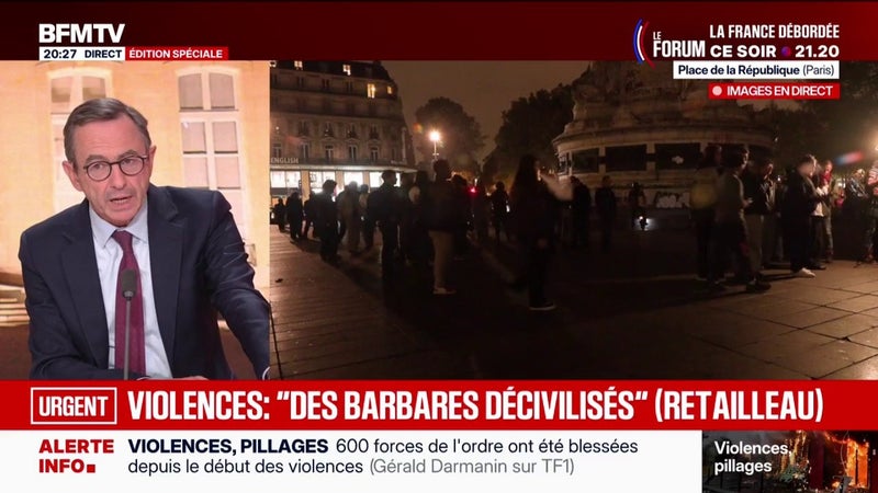 Pillages: "Je veux une loi anticasseur", déclare Bruno Retailleau, candidat Les Républicains à la présidentielle