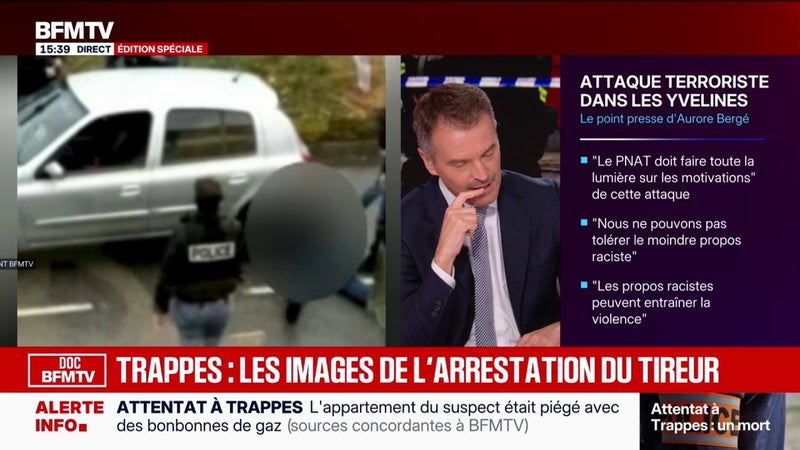 Tirs mortels à Trappes: l'image de l'interpellation du suspect Kevin T.