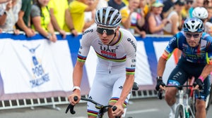 Tadej Pogacar lors du critérium organisé à Komenda en Slovénie, le 31 juillet 2026