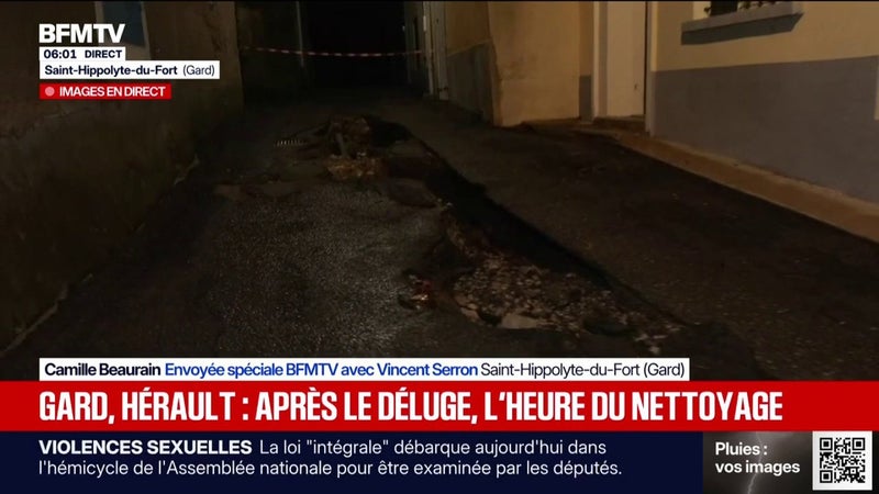 Intempéries dans le Gard: des dégâts impressionnants sur les routes de Saint-Hippolyte-du-Fort