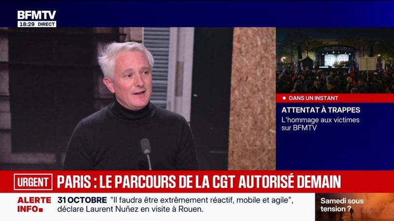 Manifestation du 31 octobre: "Le tribunal a donné raison aux organisations syndicales", réagit Thomas Vacheron, secrétaire confédéral de la CGT