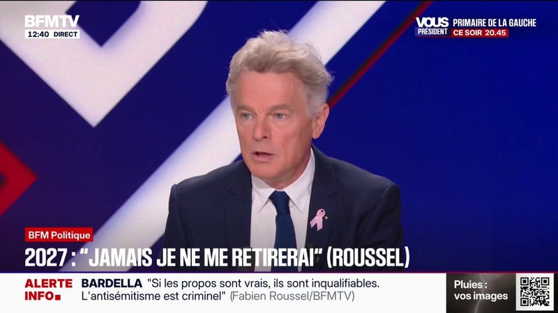 Propos antisémites attribués à Jordan Bardella: Fabien Roussel, candidat PCF à la présidentielle, demande à ce que les "élus soient rendus inéligibles" quand de "tels propos ont été prononcés"