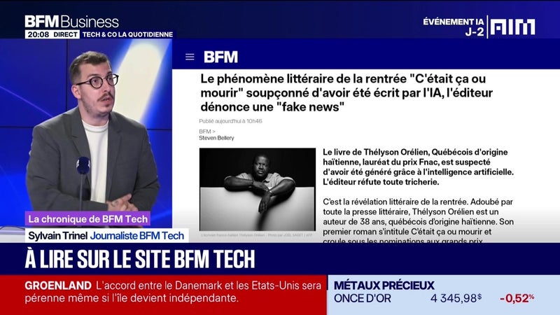 À lire sur le site Tech&Co : Le phénomène littéraire de la rentrée "C'était ça ou mourir" soupçonné d'avoir été écrit par l'IA, l'éditeur dénonce une "fake news", par Sylvain Trinel - 22/09