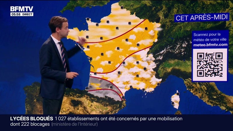 Un ciel voilé et de la pluie dans le sud de la France, un temps ensoleillé sur le reste du pays