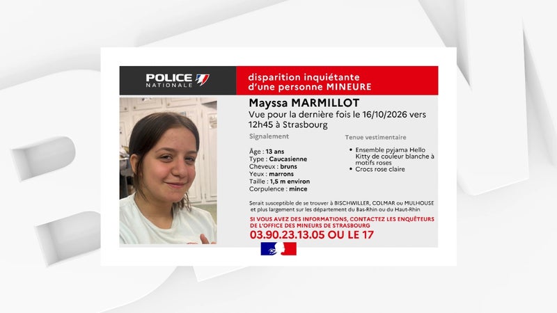 Disparition inquiétante d'une mineure de 13 ans à Strasbourg, la police lance un appel à témoins
