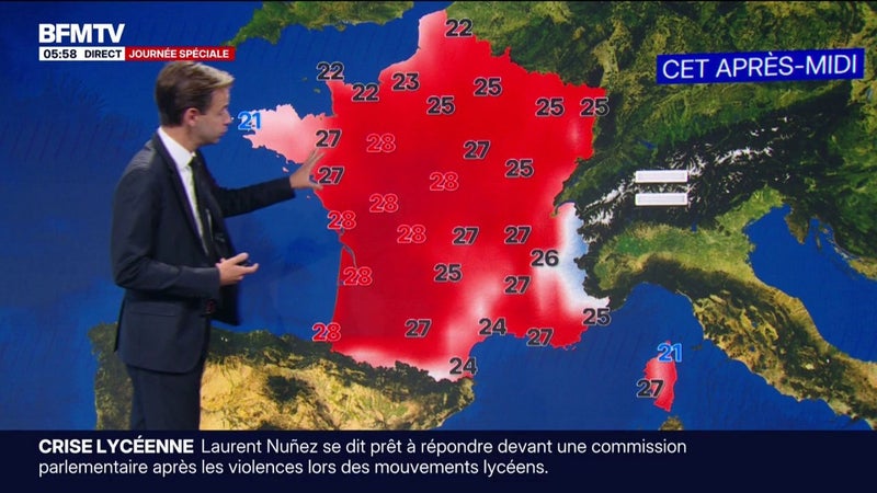 Une journée très ensoleillée sur la plupart de l'Hexagone, avec des températures au-dessus des normales de saison