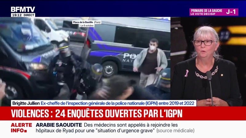 "Il y a des policiers violents, mais dire qu'il y a des violences policières, cela veut dire qu'on institutionnalise la violence pour la Police nationale", explique Brigitte Jullien, ex-cheffe de l'IGPN entre 2019 et 2022
