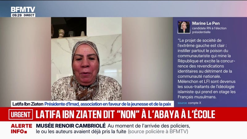 "On doit respecter les femmes", répond Latifa Ibn Ziaten au RN, qui souhaite interdire le voile dans l'espace public