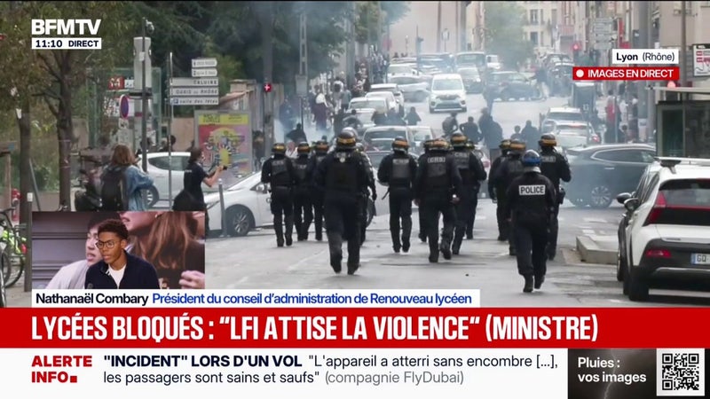 Lycées bloqués: "Je condamne toute forme de violences, qu'elles soient lycéennes ou policières", affirme Nathanaël Combary, président du conseil d'administration de "Renouveau lycéen"