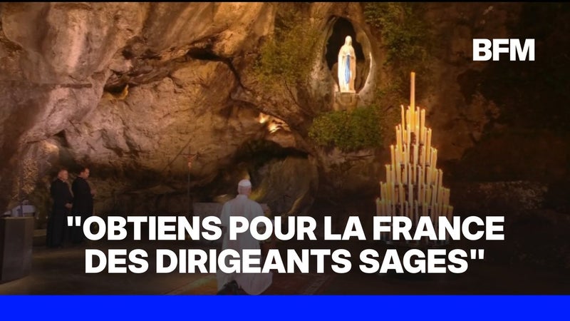 La prière du pape Léon XIV dans la Grotte des Apparitions à Lourdes