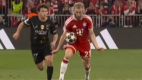 La supposée main de Konrad Laimer lors de Bayern-PSG le 6 mai 2026
