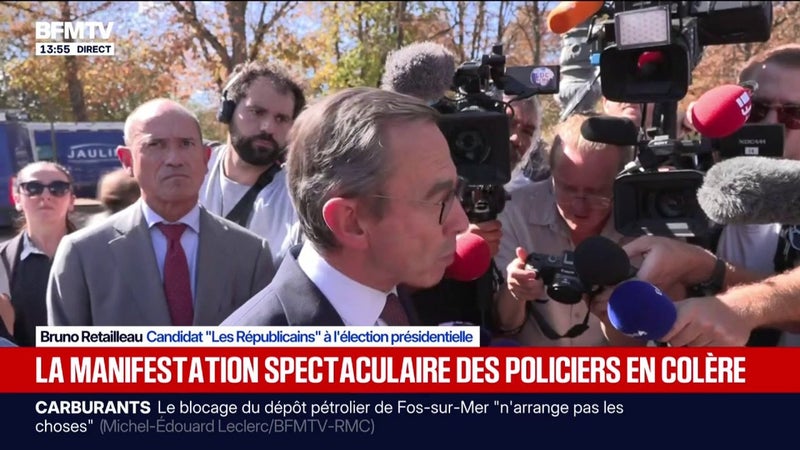 Manifestation des policiers: "Je réviserai la Constitution pour y mettre une charte de l'ordre républicain", propose Bruno Retailleau, candidat Les Républicains à l'élection présidentielle