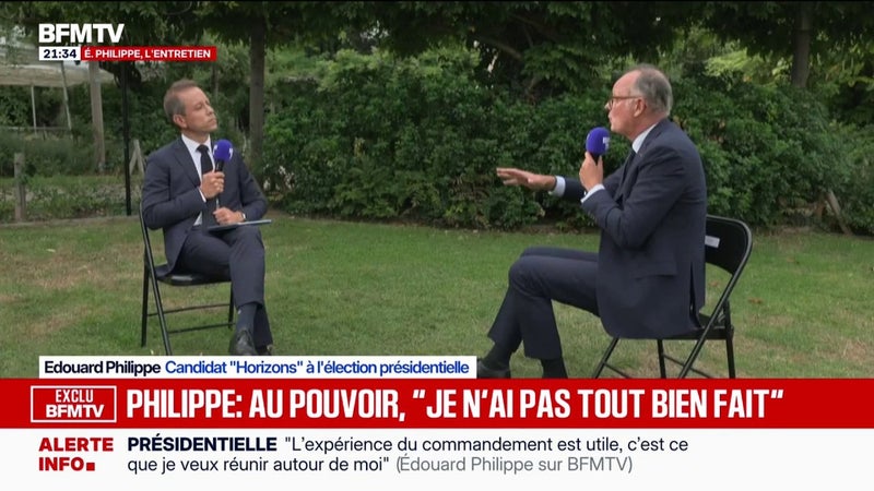 "Ce que j'observe dans ce que dit Marine Le Pen, c'est qu'il y a en réalité beaucoup de flou", déclare Édouard Philippe, candidat "Horizons" à l'élection présidentielle