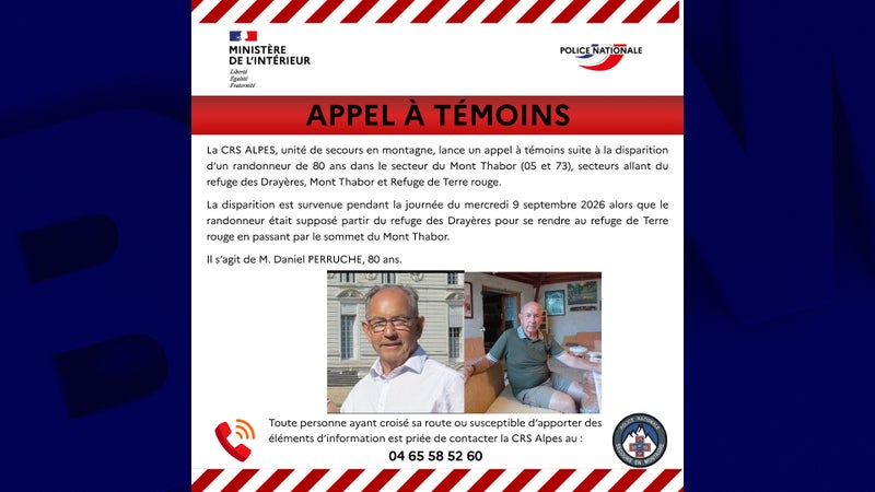 Un appel à témoins lancé après la disparition d'un randonneur de 80 ans entre les Hautes-Alpes et la Savoie