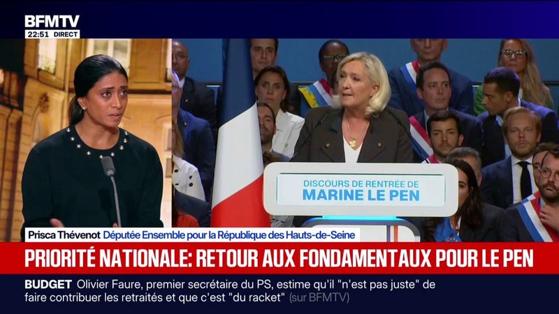 La "priorité nationale" plaidée par Marine Le Pen: "On comprend qu'elle n'est toujours pas préparée", estime Prisca Thévenot, députée Ensemble pour la République