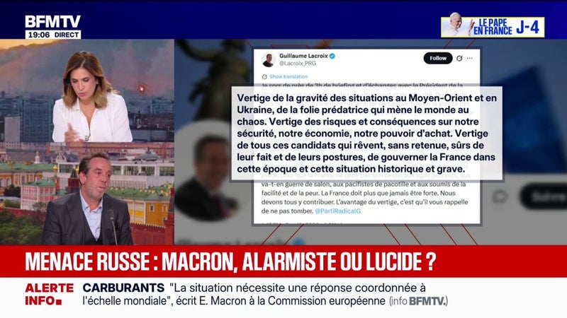 "Mon devoir c'est d'être un lanceur d'alerte": Guillaume Lacroix, président du parti radical de gauche, revient sur son tweet devenu viral après la réunion à l'Élysée sur la menace russe