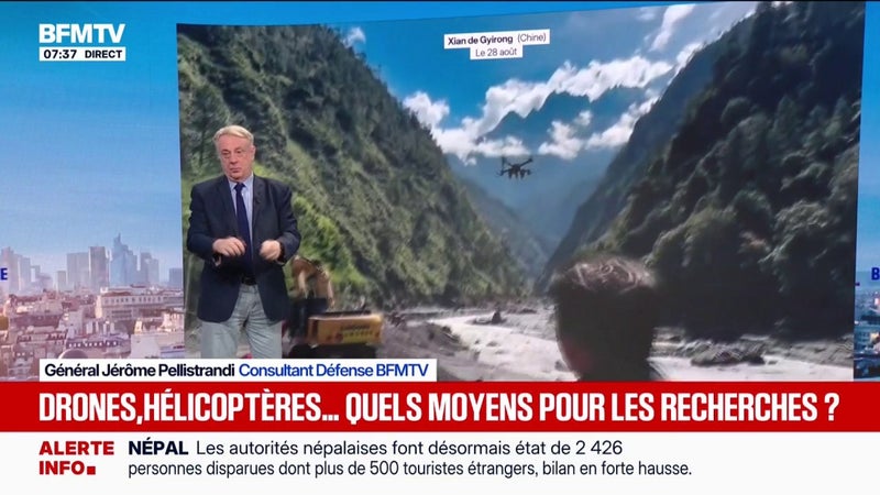 Crue au Népal: drones, hélicoptères... Quels sont les moyens à disposition des secouristes pour procéder aux recherches?