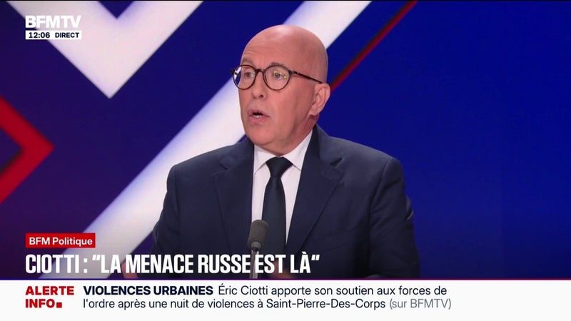 Éric Ciotti estime qu’il faut “réarmer le pays” et passer “progressivement à 3,5% de notre PIB en matière d’efforts de défense”