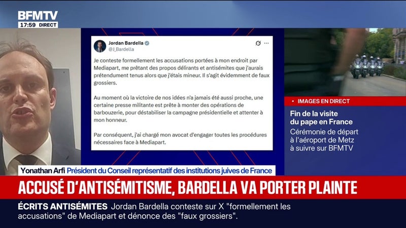 Écrits antisémites attribués à Jordan Bardella par Mediapart: "Il doit la vérité aux Français", réagit Yonathan Arfi, président du Conseil représentatif des institutions juives de France