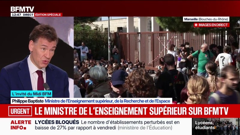 Colère lycéenne: "Dans un État de droit, la violence n'a pas sa place", rappelle le ministre de l'Enseignement supérieur