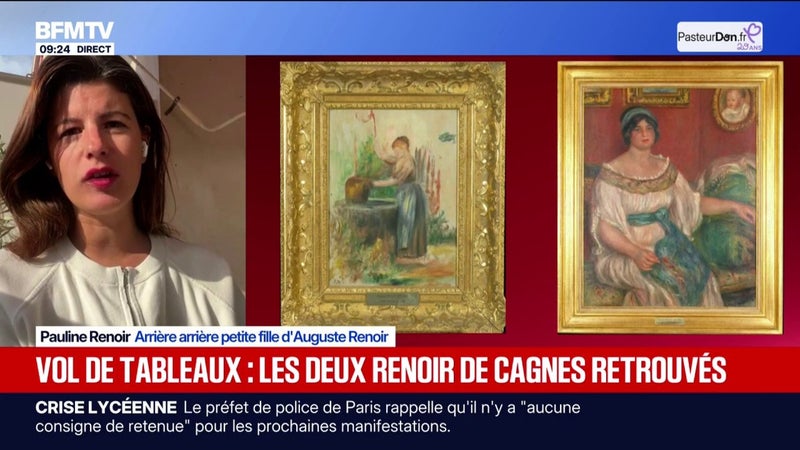 Tableaux de Renoir retrouvés : l'arrière-arrière-petite-fille du peintre évoque "un grand soulagement et une immense joie"