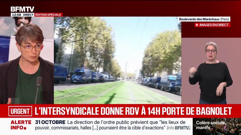 Manifestation du 31 octobre à Paris: la secrétaire générale de la Fédération syndicale unitaire (FSU) évoque un parcours "difficile à sécuriser"