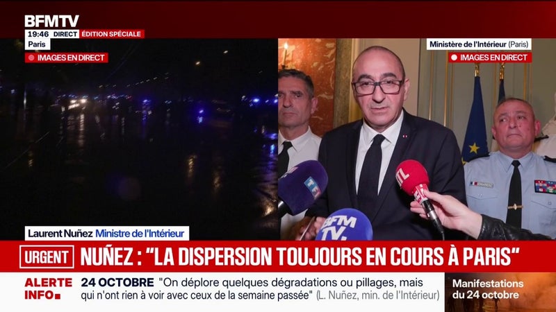 Mobilisation du 24 octobre: "Sans la police, il n'y aurait pas eu de cortèges", réitère Laurent Nuñez, ministre de l'Intérieur